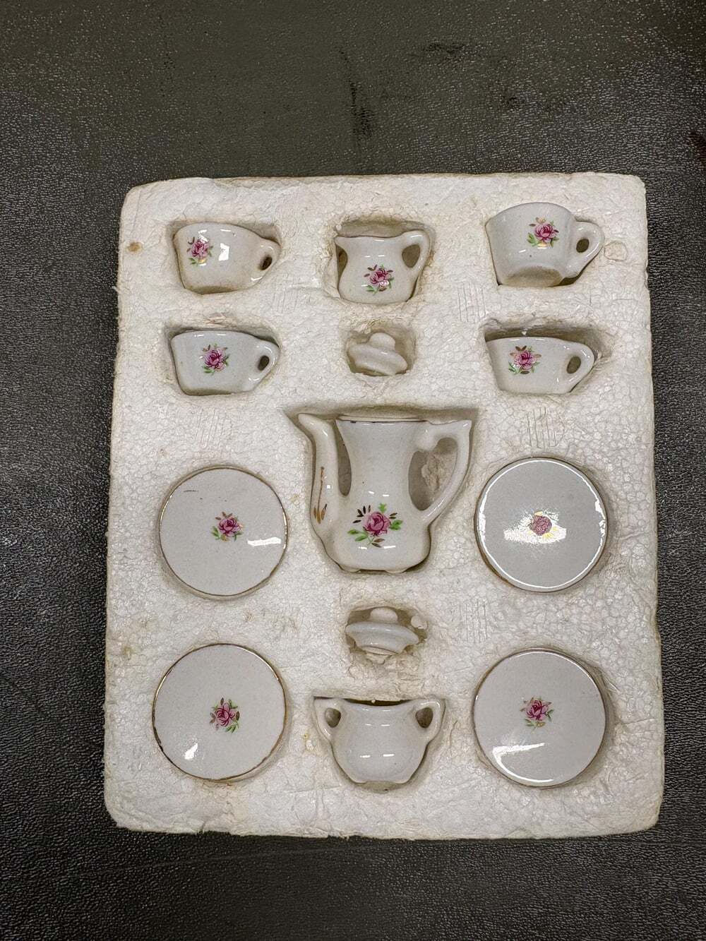Super Cute Miniture Porcelain tea play set Roses Floral White 13 pc set
